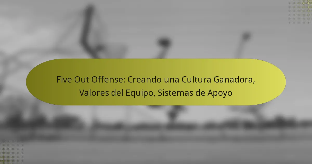 Five Out Offense: Creando una Cultura Ganadora, Valores del Equipo, Sistemas de Apoyo